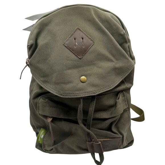 Canvas Daypack in Olive Army Green – Travel, Hike & Commute Backpack *NEW - Picture 1 of 12